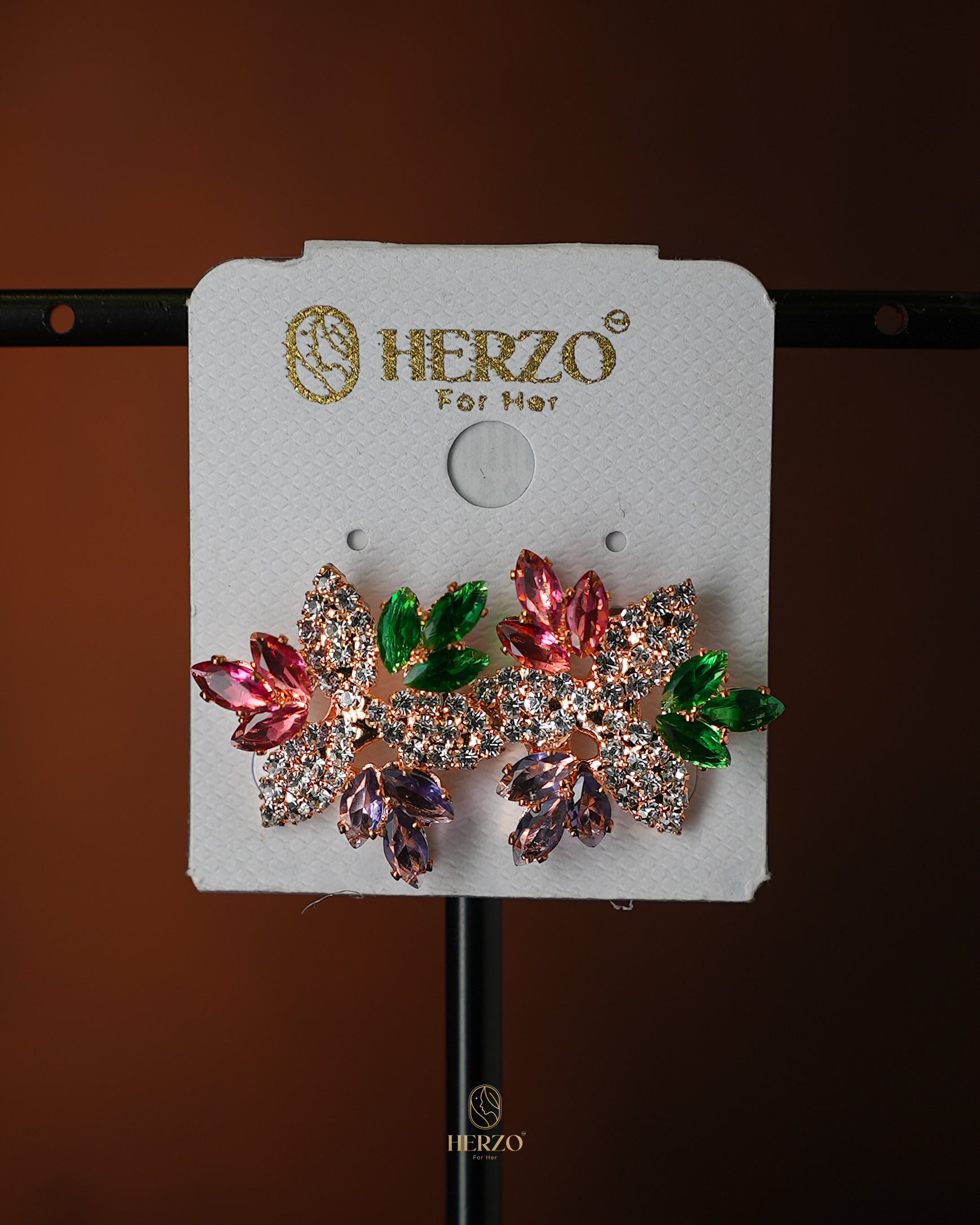 Floral Radiance Multi-Stone Crystal Stud Earrings
